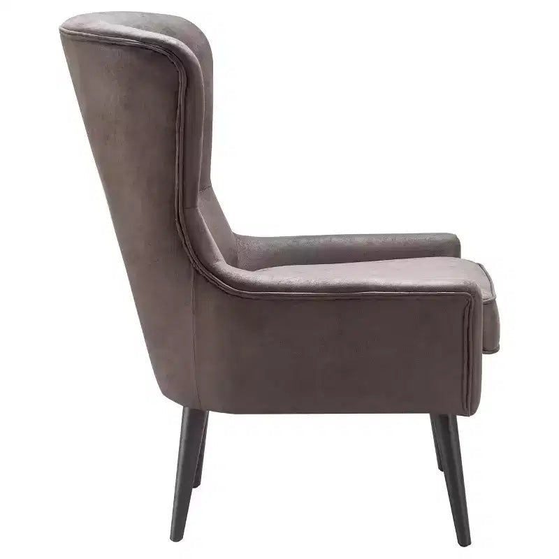 Fauteuil scandinave à oreilles en similicuir touffeté