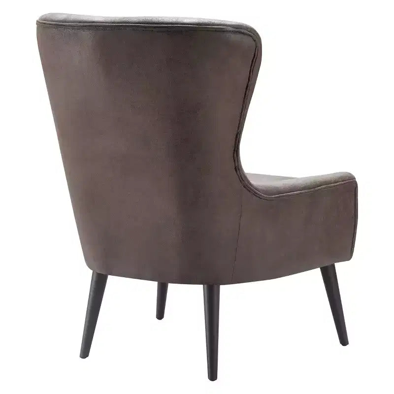 Fauteuil scandinave à oreilles en similicuir touffeté