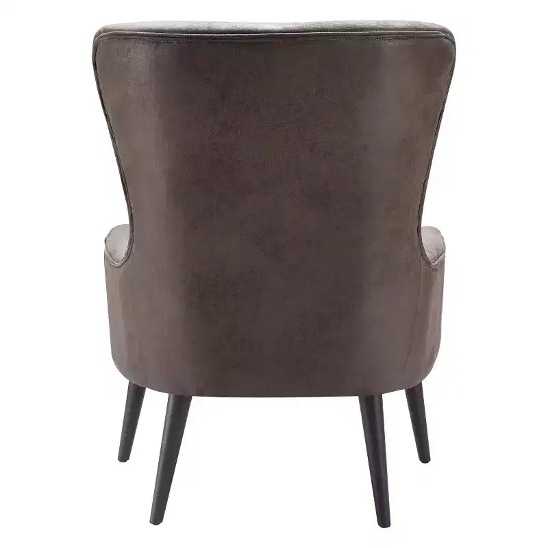 Fauteuil scandinave à oreilles en similicuir touffeté