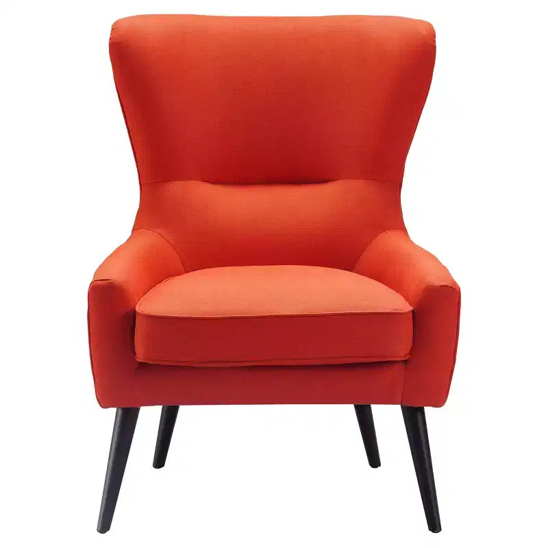 Fauteuil scandinave à oreilles en similicuir touffeté