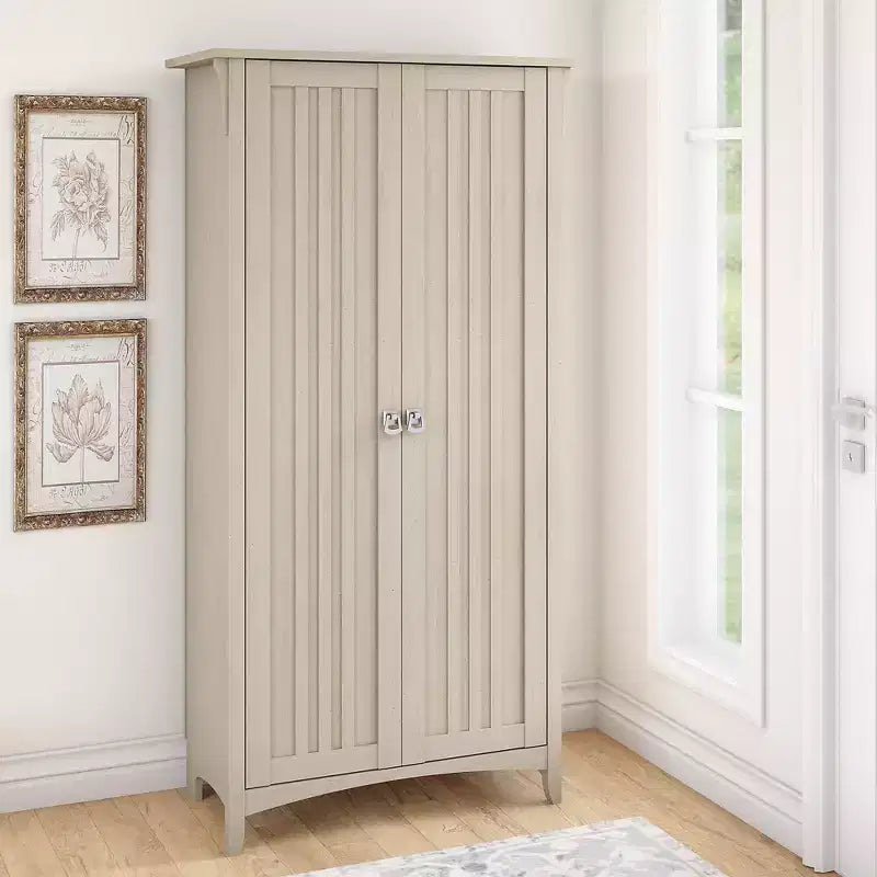 Meuble de rangement haut avec portes, 5 étagères, style Mission