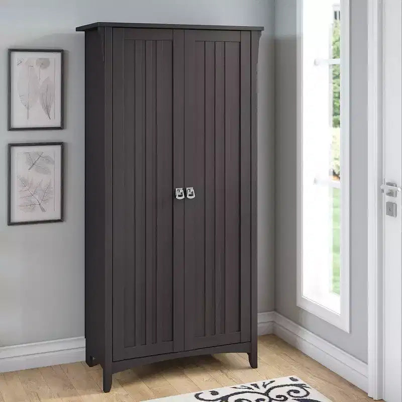 Meuble de rangement haut avec portes, 5 étagères, style Mission