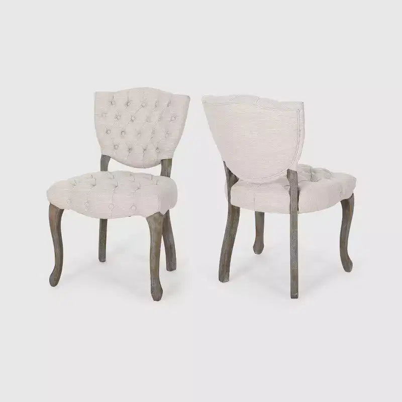 Ensemble de 2 chaises de salle à manger capitonnées en bois d'hévéa dossier King Louis