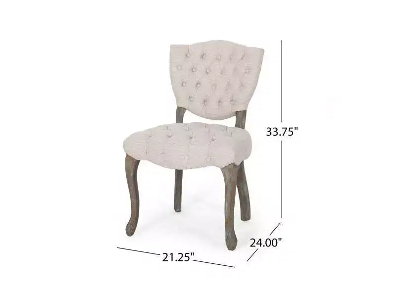 Ensemble de 2 chaises de salle à manger capitonnées en bois d'hévéa dossier King Louis