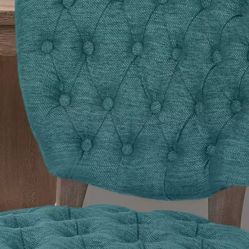 Ensemble de 2 chaises de salle à manger capitonnées en bois d'hévéa dossier King Louis