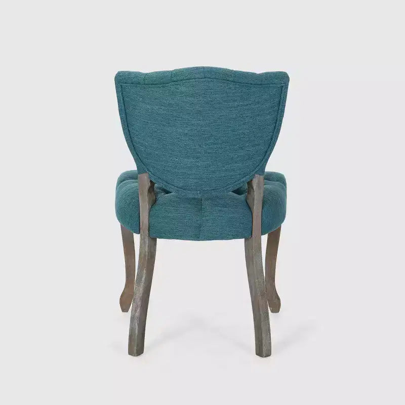 Ensemble de 2 chaises de salle à manger capitonnées en bois d'hévéa dossier King Louis