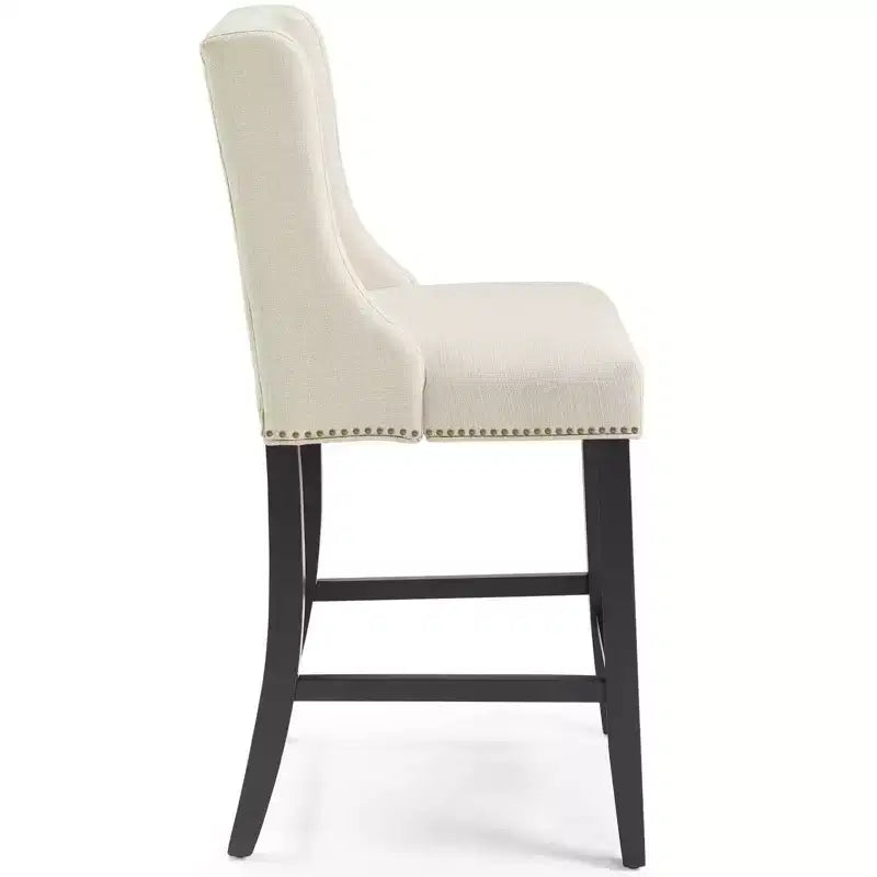 Tabouret de bar rembourré hauteur comptoir avec garniture cloutée