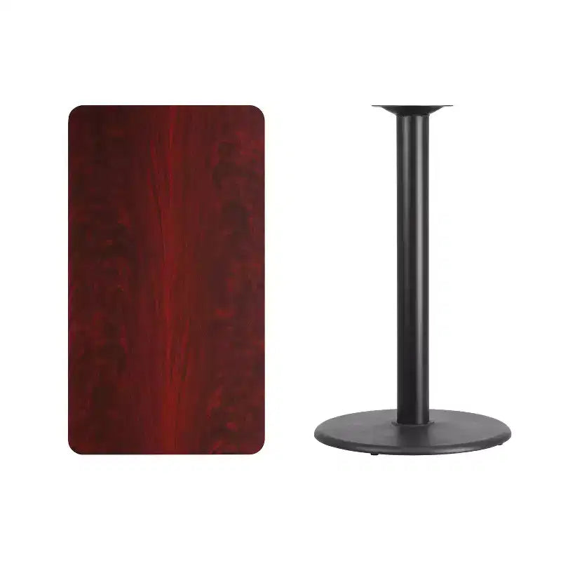 Table rectangulaire en stratifié de 24" x 42" hauteur bar avec piètement rond