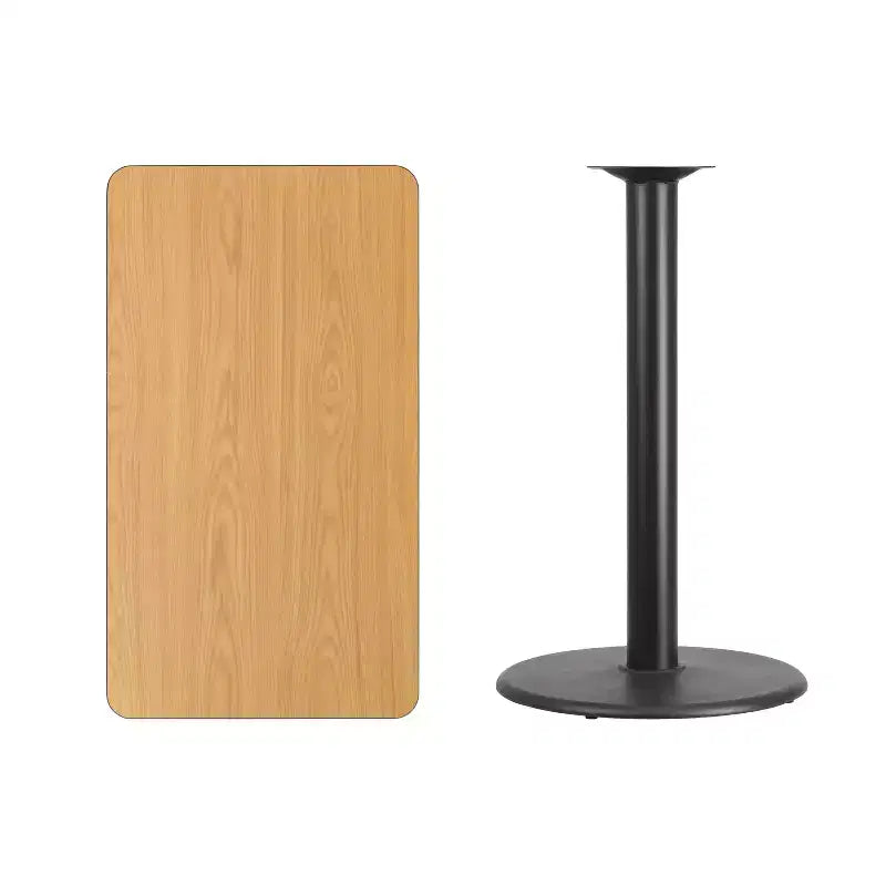 Table rectangulaire en stratifié de 24" x 42" hauteur bar avec piètement rond