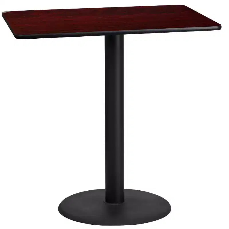 Table rectangulaire en stratifié de 24" x 42" hauteur bar avec piètement rond