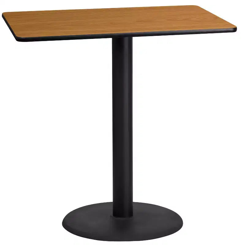 Table rectangulaire en stratifié de 24" x 42" hauteur bar avec piètement rond