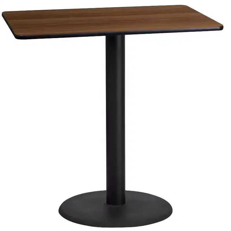 Table rectangulaire en stratifié de 24" x 42" hauteur bar avec piètement rond