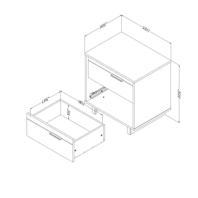Table de chevet 2 tiroirs en panneaux de particules blancs
