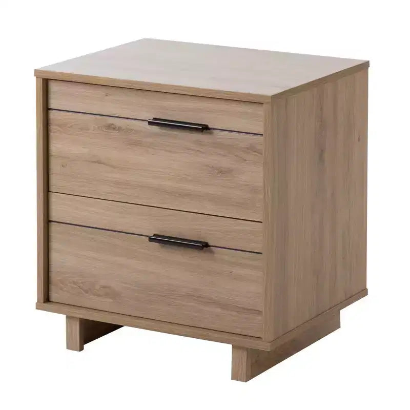 Table de chevet 2 tiroirs en panneaux de particules blancs