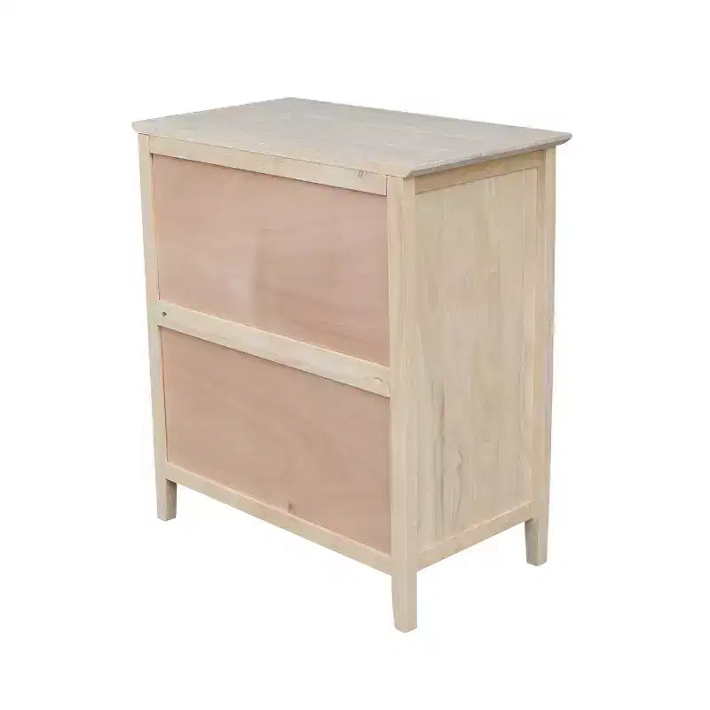 Commode inachevée en bois dur à 3 tiroirs