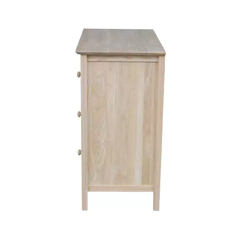 Commode inachevée en bois dur à 3 tiroirs