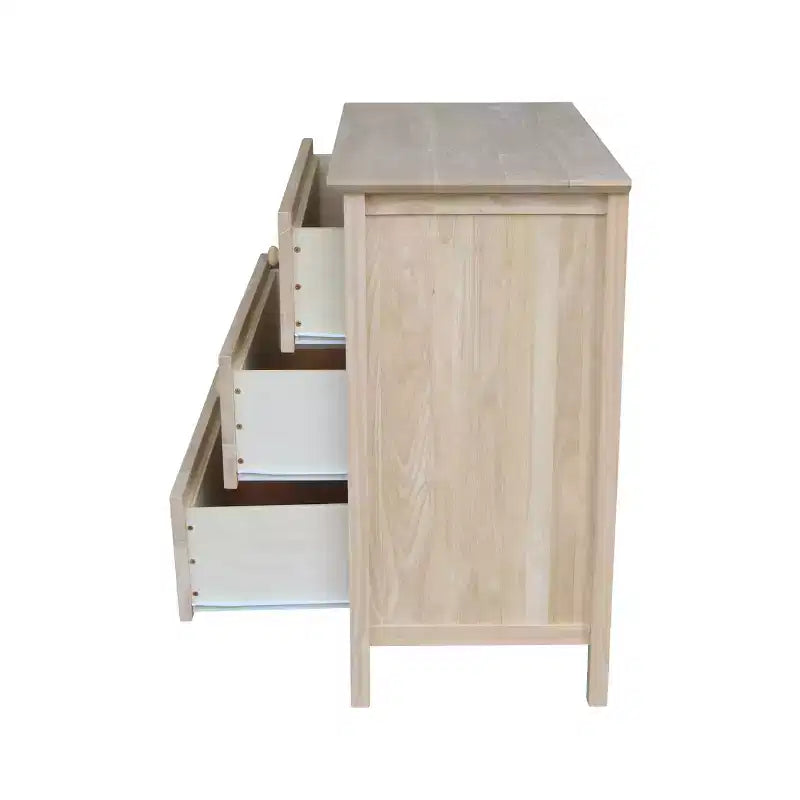 Commode inachevée en bois dur à 3 tiroirs