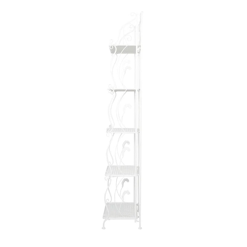 Étagère de Boulanger Pliable Haute à 5 Niveaux en Métal Décoratif pour Intérieur/Extérieur - Or ou Blanc - Roche River Decor