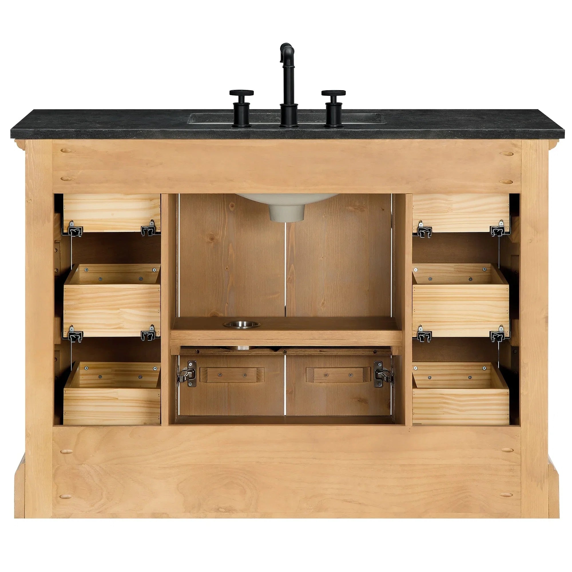 Meuble sous-vasque Hervas avec plateau en marbre naturel, sans miroir