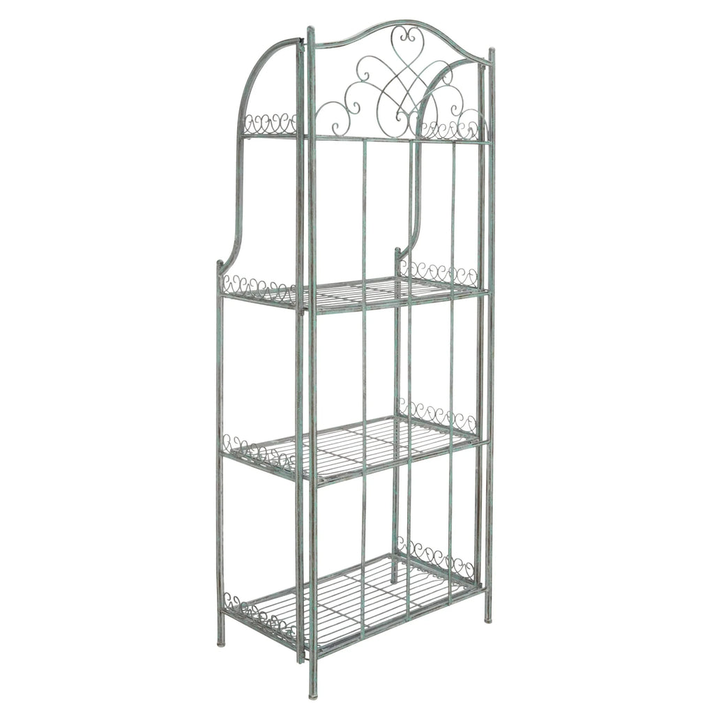 SAFAVIEH Bryn Étagère de boulanger d'extérieur victorienne en fer forgé à 4 niveaux - 63,5 cm l x 38,1 cm P x 160 cm H - 25L x 15P x 63H