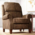 Fauteuil inclinable 3 positions en tissu cachemire marron chaud avec repose-pieds manuel poussoir