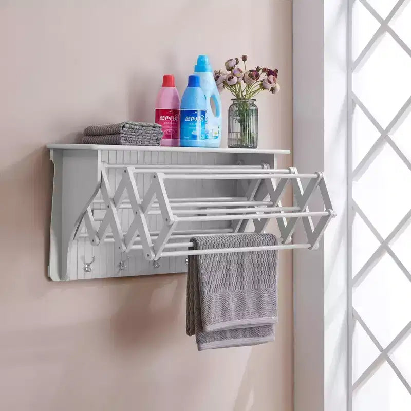 Étagère murale 36 x 18 avec séchoir pliant et crochets