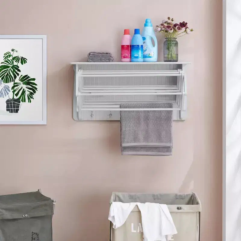 Étagère murale 36 x 18 avec séchoir pliant et crochets