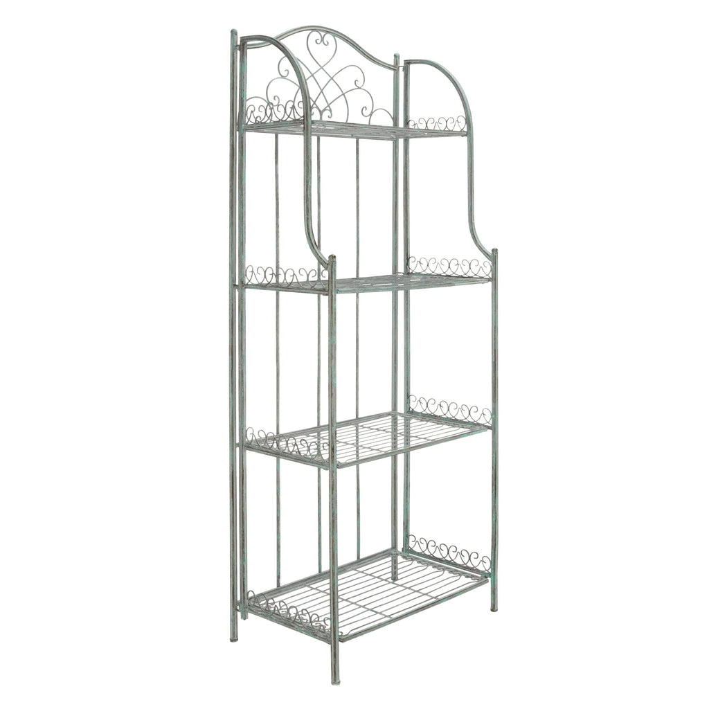 SAFAVIEH Bryn Étagère de boulanger d'extérieur victorienne en fer forgé à 4 niveaux - 63,5 cm l x 38,1 cm P x 160 cm H - 25L x 15P x 63H