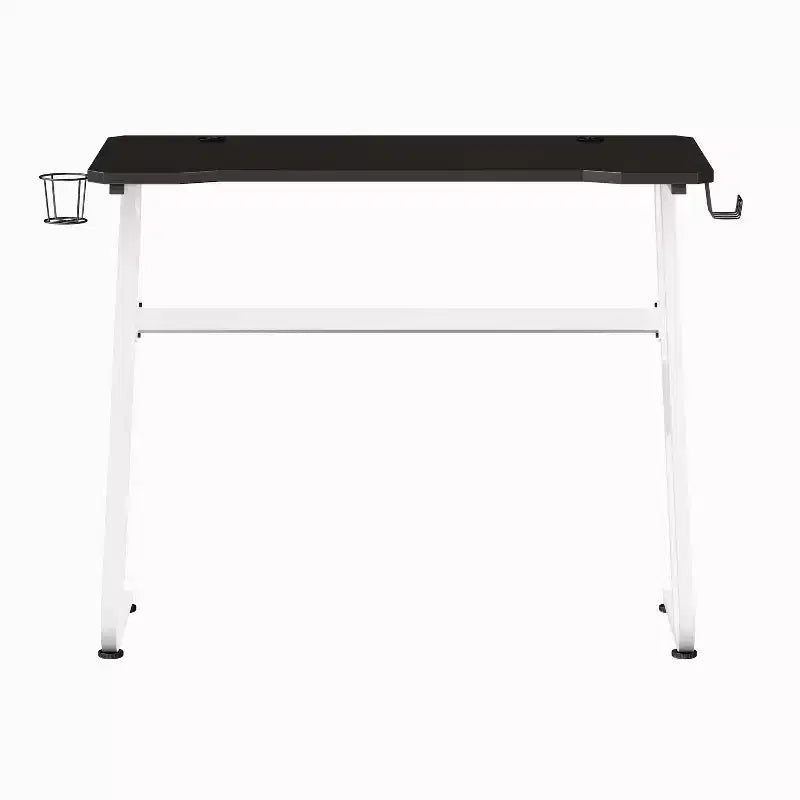 Bureau ergonomique professionnel pour gaming avec porte-gobelet et crochet pour casque