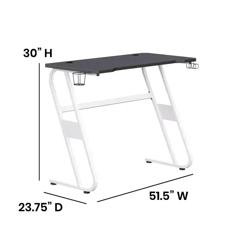 Bureau ergonomique professionnel pour gaming avec porte-gobelet et crochet pour casque
