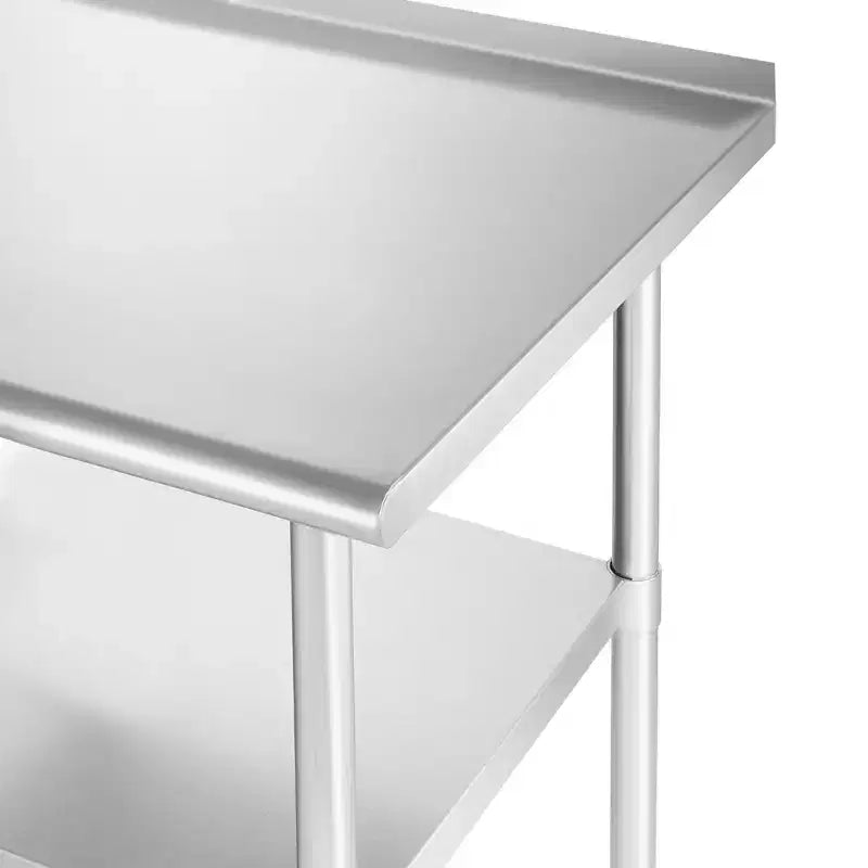 Table de travail et de préparation de cuisine commerciale en acier inoxydable NSF avec dosseret et étagère inférieure