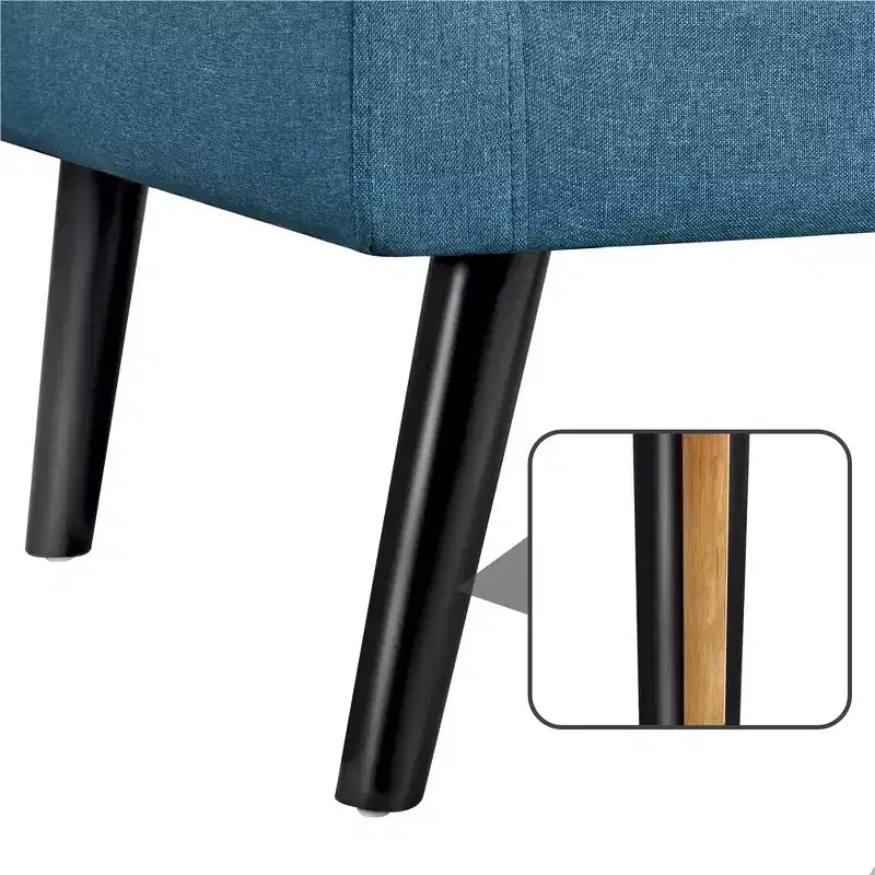 Fauteuil capitonné en tissu moderne avec pieds en bois d'hévéa Style Mid-Century
