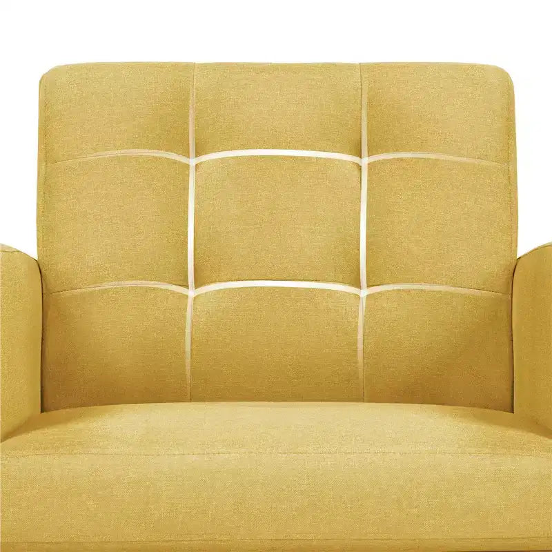 Fauteuil capitonné en tissu moderne avec pieds en bois d'hévéa Style Mid-Century