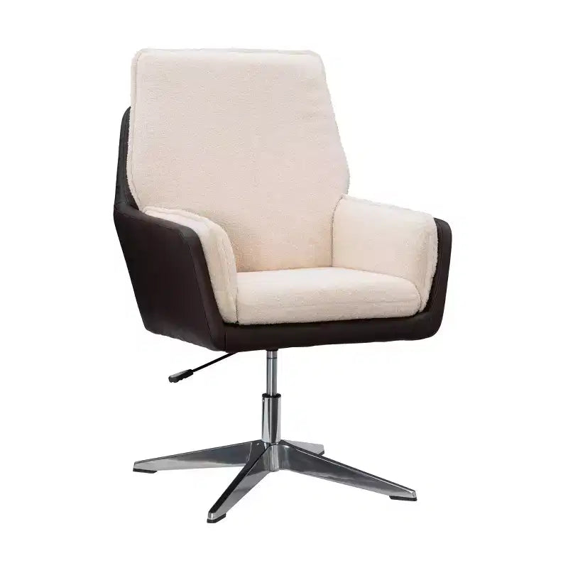 Fauteuil d'appoint pivotant en similicuir avec accoudoirs et base chromée
