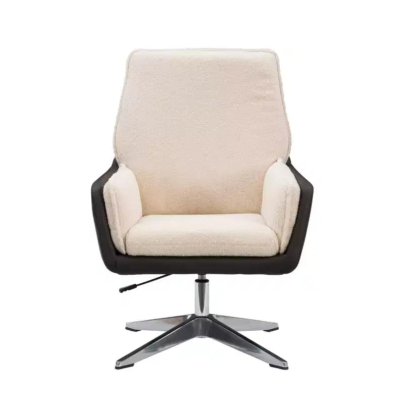 Fauteuil d'appoint pivotant en similicuir avec accoudoirs et base chromée