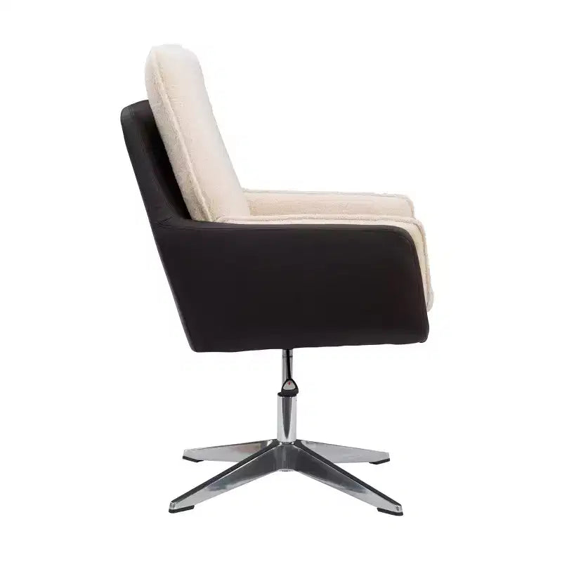 Fauteuil d'appoint pivotant en similicuir avec accoudoirs et base chromée