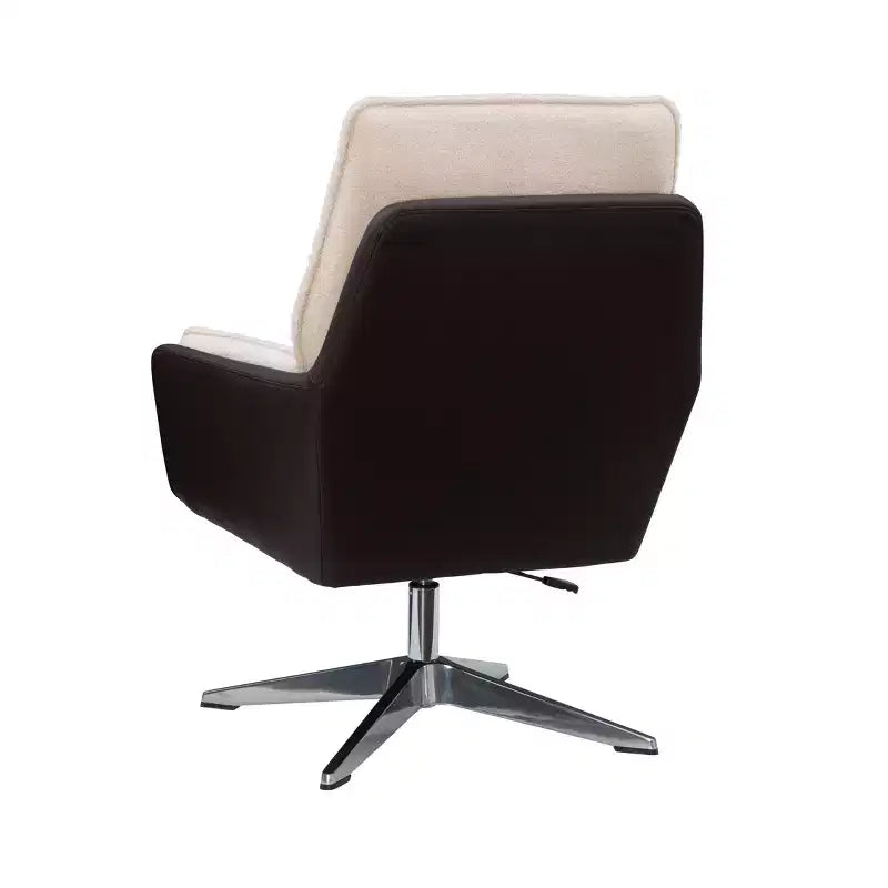 Fauteuil d'appoint pivotant en similicuir avec accoudoirs et base chromée