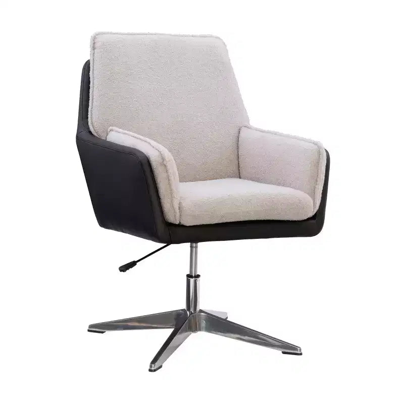 Fauteuil d'appoint pivotant en similicuir avec accoudoirs et base chromée