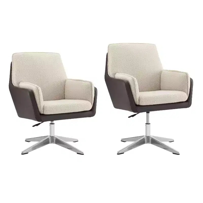 Fauteuil d'appoint pivotant en similicuir avec accoudoirs et base chromée