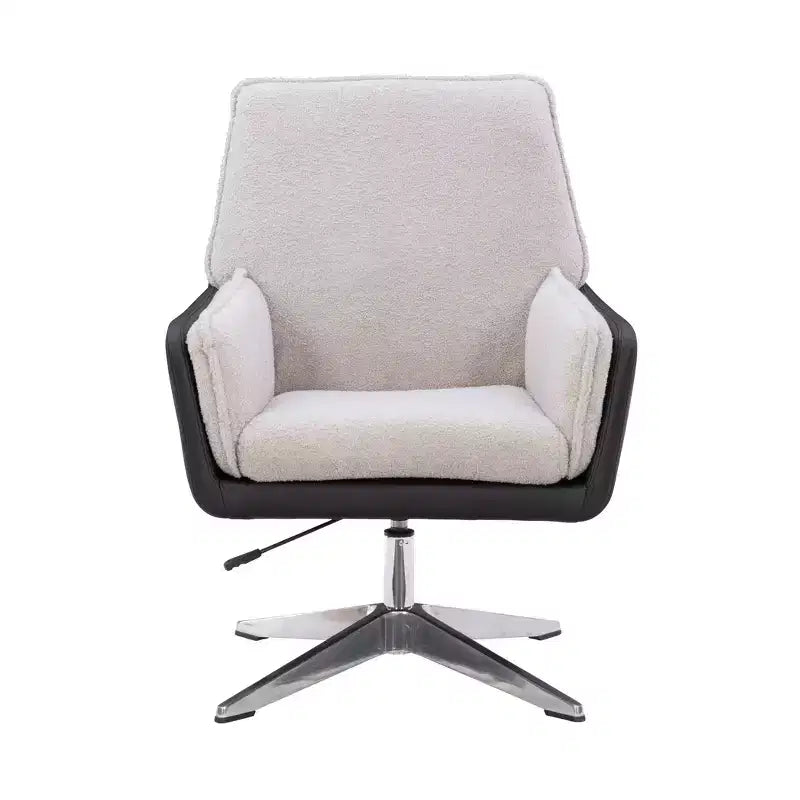 Fauteuil d'appoint pivotant en similicuir avec accoudoirs et base chromée