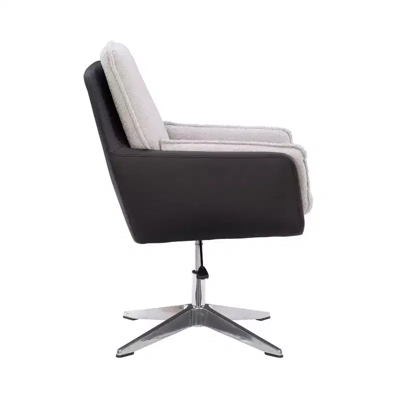 Fauteuil d'appoint pivotant en similicuir avec accoudoirs et base chromée
