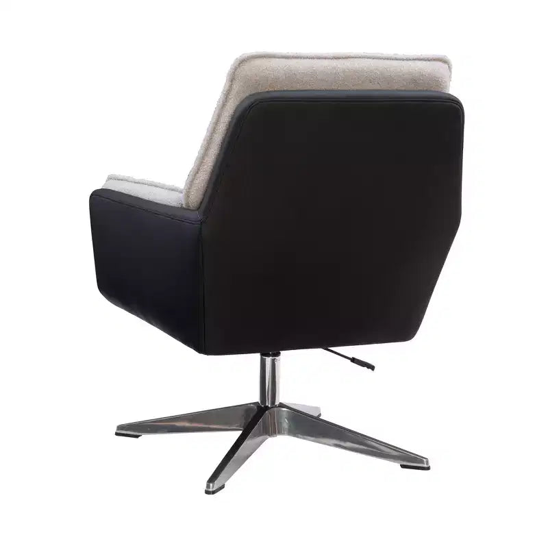 Fauteuil d'appoint pivotant en similicuir avec accoudoirs et base chromée