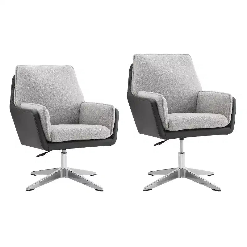 Fauteuil d'appoint pivotant en similicuir avec accoudoirs et base chromée