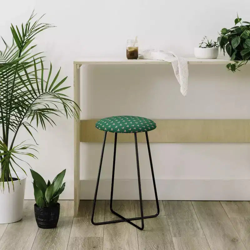 Tabouret de bar hauteur comptoir en feuille rose rétro, similicuir et cadre en acier