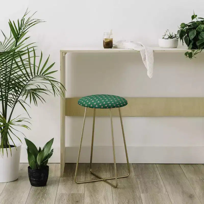 Tabouret de bar hauteur comptoir en feuille rose rétro, similicuir et cadre en acier