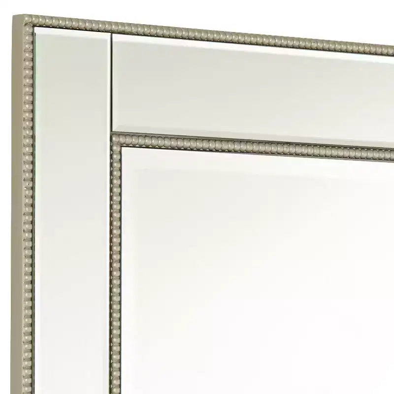 Miroir mural de courtoisie rectangulaire Cadre perlé couleur champagne Bord biseauté 27" de large