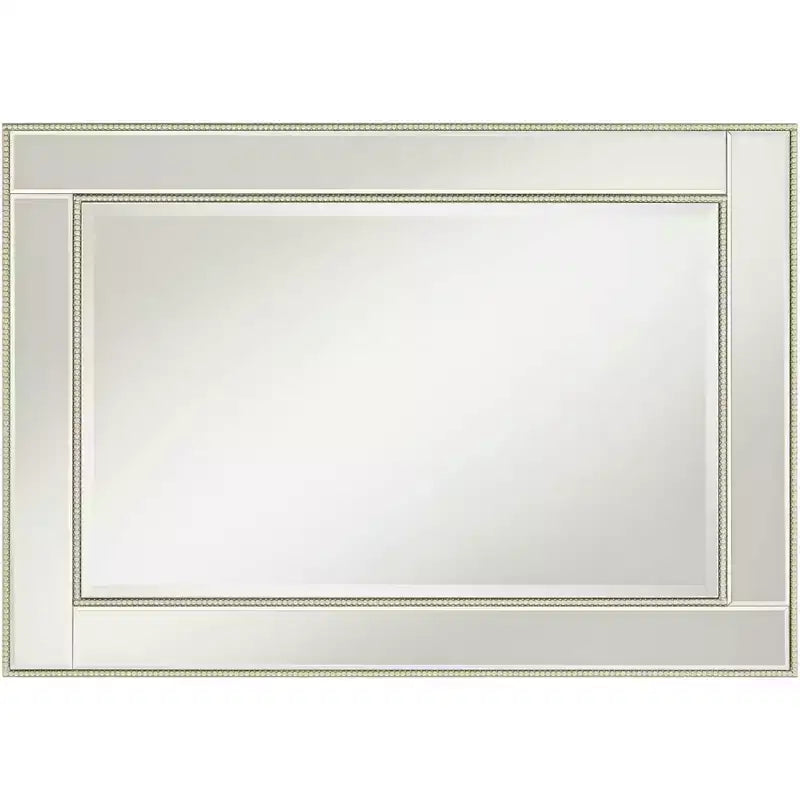 Miroir mural de courtoisie rectangulaire Cadre perlé couleur champagne Bord biseauté 27" de large