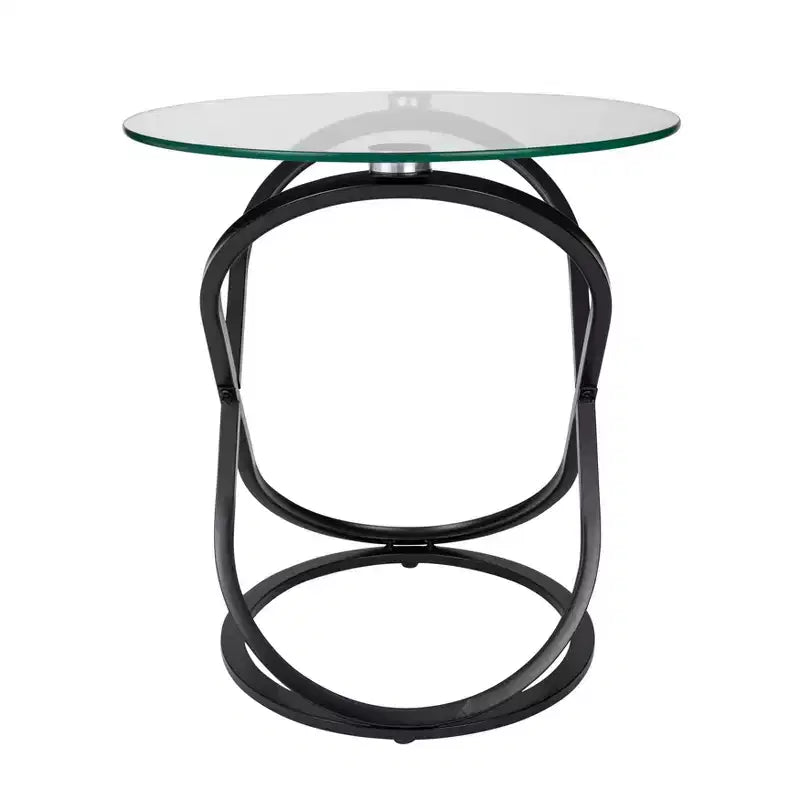 Table d'appoint ronde en verre trempé transparent de 20,5 po