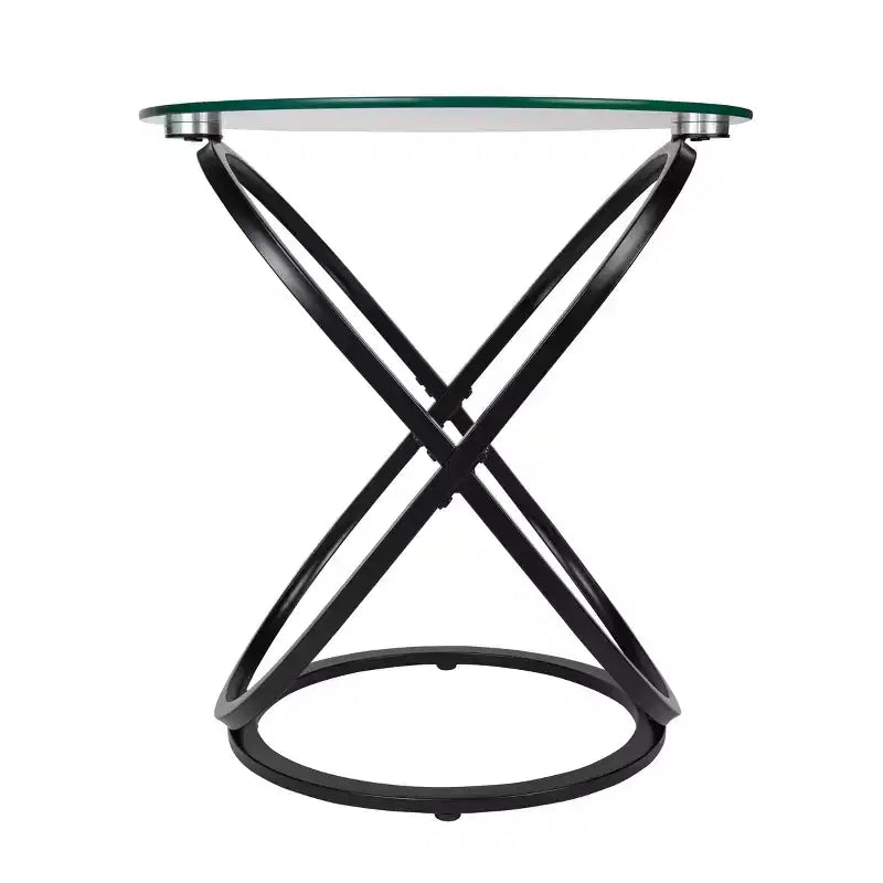 Table d'appoint ronde en verre trempé transparent de 20,5 po
