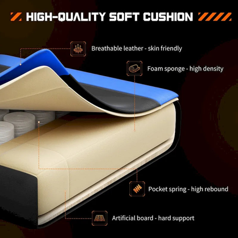 Chaise de bureau de jeu pivotante en cuir PU